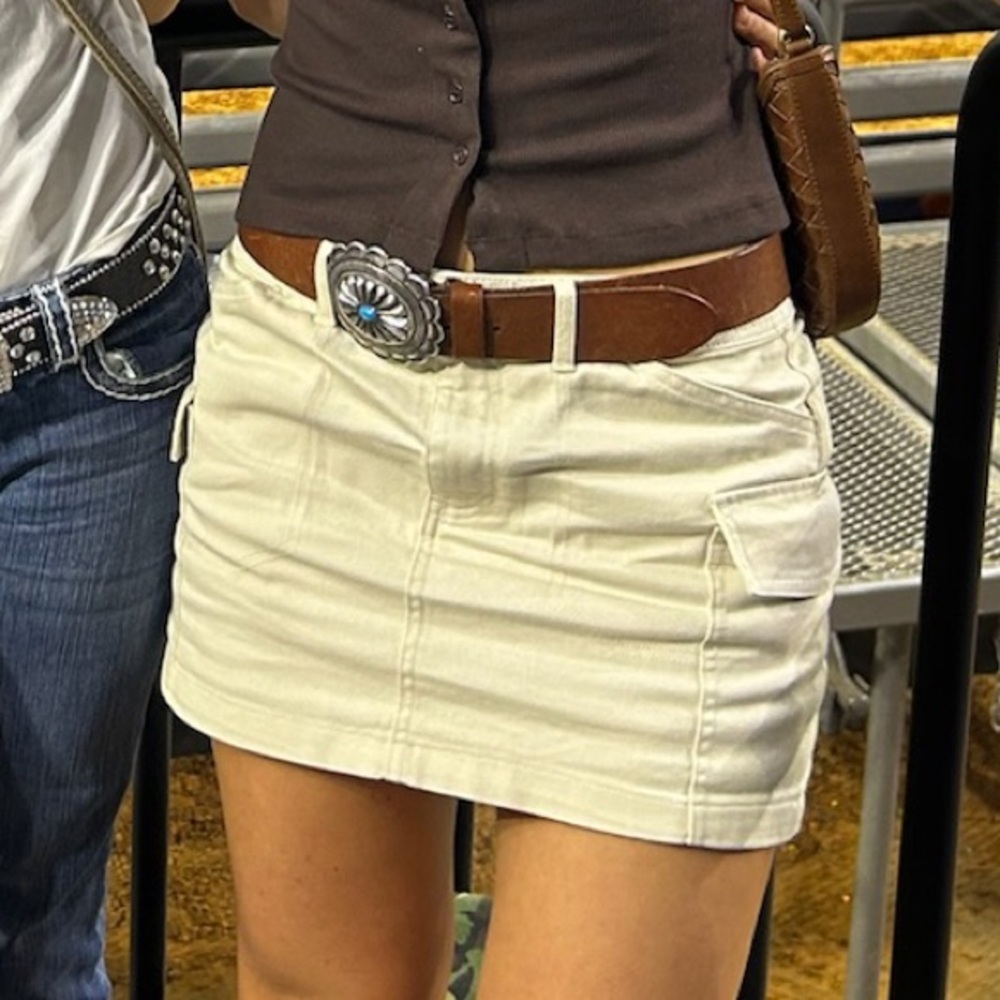 Billabong Cream Cargo Mini Skirt